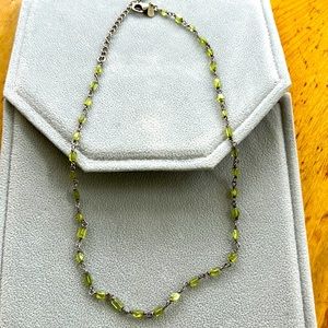 Simple silver and light green stone necklace
